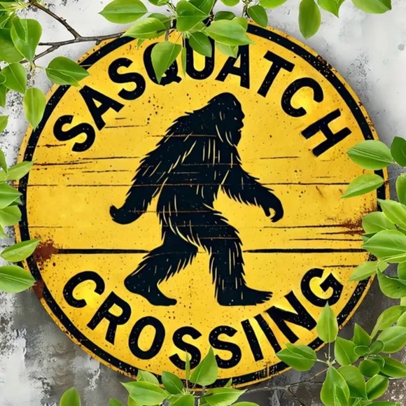 Sasquatch Crossing Yellow and Black Wall Sign. NEW - Picture 1 of 3